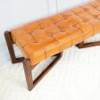 Riley Tan Leather Bench Discount