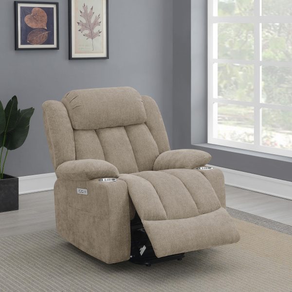 Houston Upholstered Power Lift Recliner Chair Camel For Discount