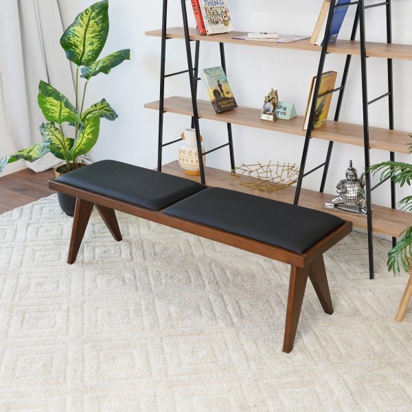 Kody Black Vegan Leather Bench For Discount