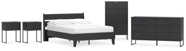 Socalle Full Panel Platform Bed with Dresser, Chest and 2 Nightstands in Black For Discount