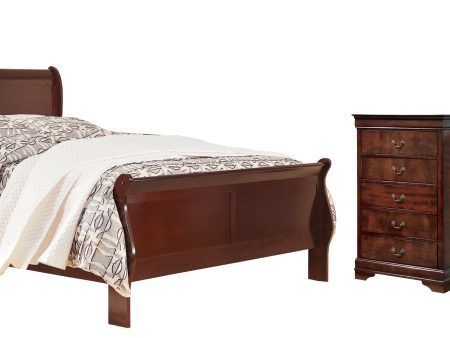 Alisdair Queen Sleigh Bed with Mirrored Dresser, Chest and Nightstand in Reddish Brown Hot on Sale