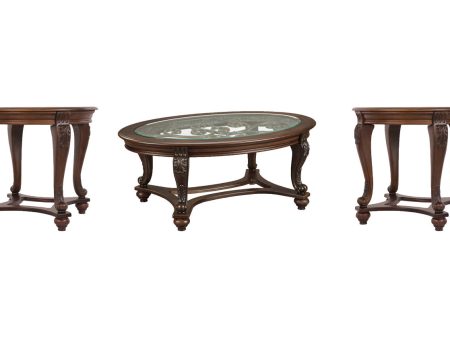 Norcastle Dark Brown Coffee Table and 2 End Tables For Sale