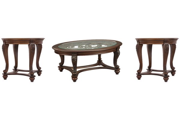 Norcastle Dark Brown Coffee Table and 2 End Tables For Sale