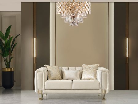 Santana Ivory Velvet Loveseat Online Hot Sale