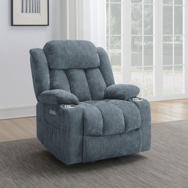 Houston Upholstered Power Lift Recliner Chair Slate Blue Supply