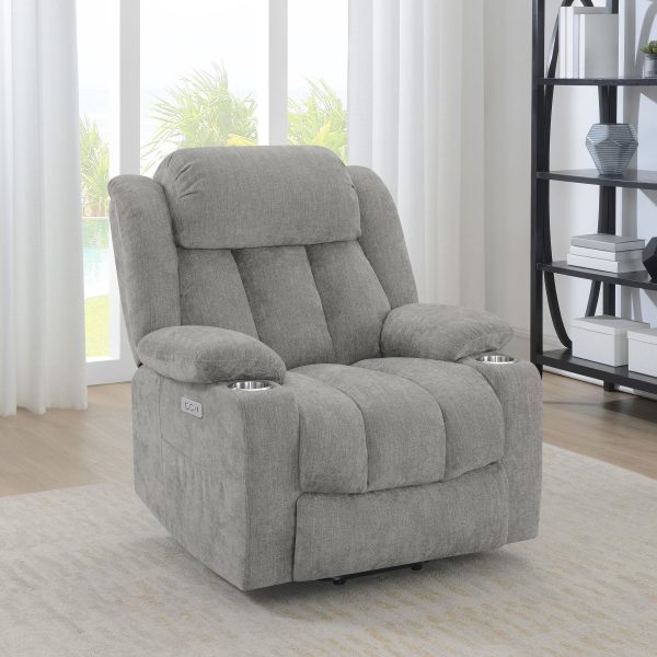 Houston Upholstered Power Lift Recliner Chair Grey Discount