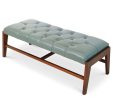 Hera Green Leather Buttoned Bench Fashion