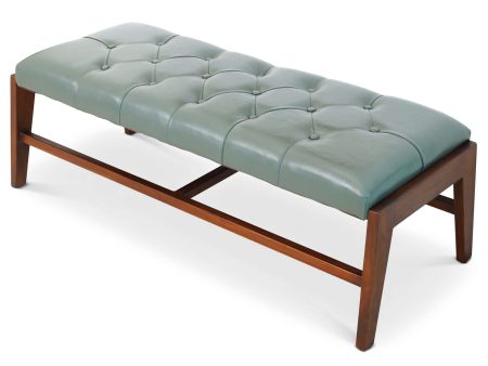 Hera Green Leather Buttoned Bench Fashion