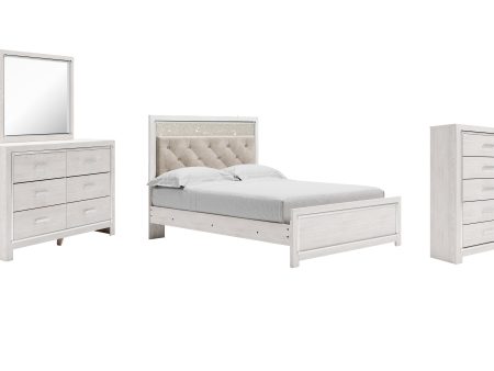 Altyra Queen Panel Bed with Mirrored Dresser and Chest in White Online now