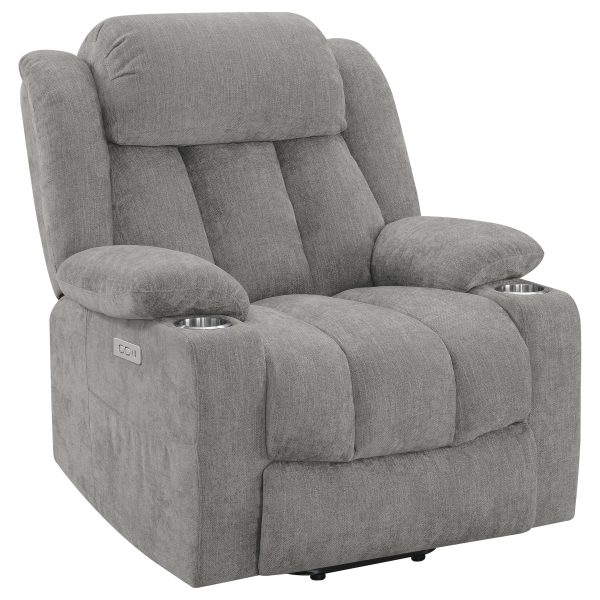 Houston Upholstered Power Lift Recliner Chair Grey Discount