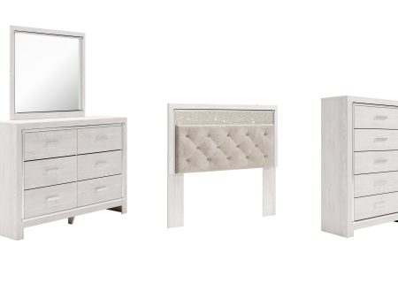 Altyra Queen Panel Headboard Bed with Mirrored Dresser and Chest in White Supply