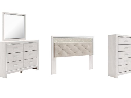 Altyra King Panel Headboard Bed with Mirrored Dresser and Chest in White Online