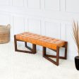 Riley Tan Leather Bench Discount