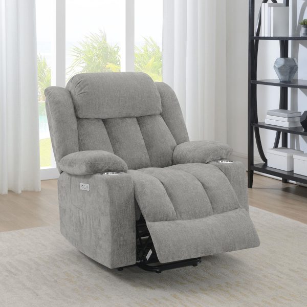 Houston Upholstered Power Lift Recliner Chair Grey Discount