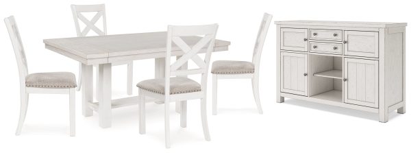 Robbinsdale Dining Table and 4 Chairs with Storage in Antique White For Sale