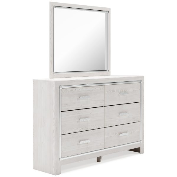 Altyra Full Panel Bed with Mirrored Dresser in White For Discount