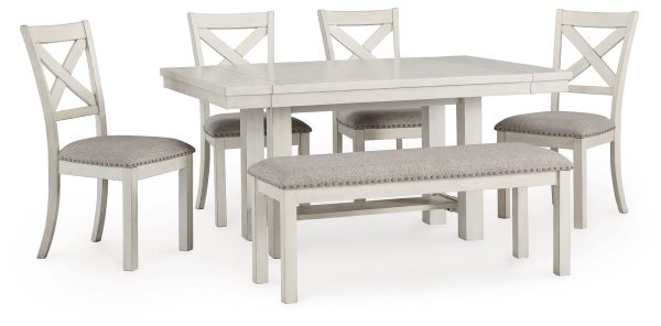 Robbinsdale Dining Table and 4 Chairs and Bench in Antique White Online now