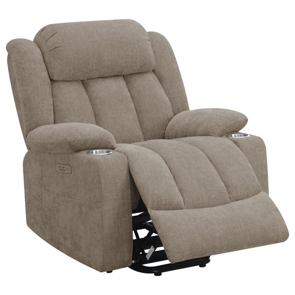 Houston Upholstered Power Lift Recliner Chair Camel For Discount