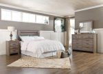 Zelen Queen Panel Headboard with Mirrored Dresser and Nightstand in Warm Gray Online