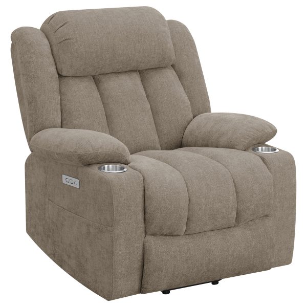 Houston Upholstered Power Lift Recliner Chair Camel For Discount