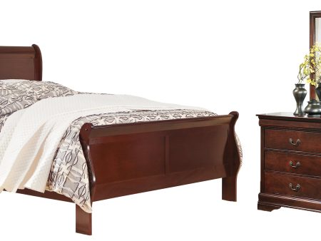 Alisdair King Sleigh Bed with Mirrored Dresser in Reddish Brown Online Sale