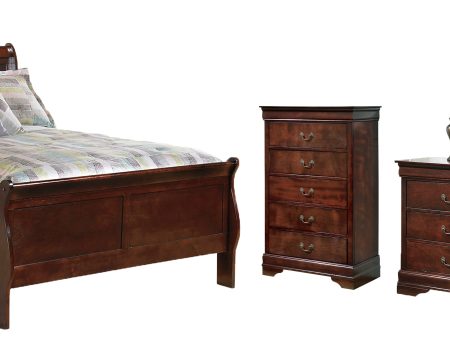 Alisdair Full Sleigh Bed with Mirrored Dresser and Chest in Reddish Brown Supply