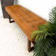 Cameron Tan Leather Bench For Sale