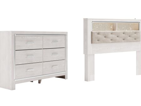 Altyra Queen Bookcase Headboard Bed with Dresser in White on Sale