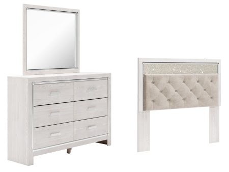 Altyra Queen Panel Headboard Bed with Mirrored Dresser in White Sale