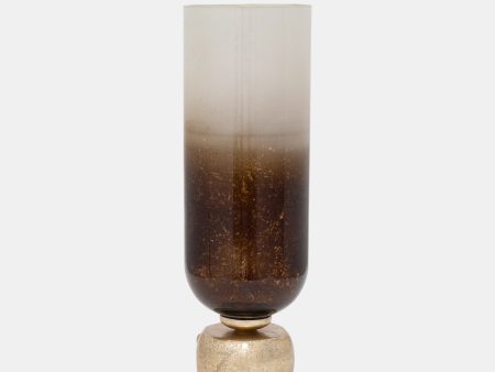 Glass, 19  Ombre Candleholder On Base, Ivory gold Online