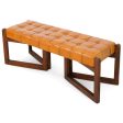 Riley Tan Leather Bench Discount