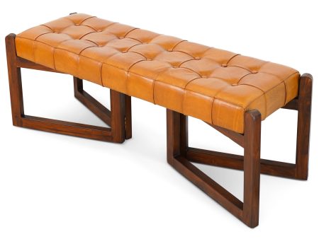 Riley Tan Leather Bench Discount