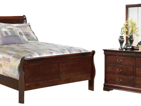 Alisdair Full Sleigh Bed with Mirrored Dresser in Reddish Brown Online