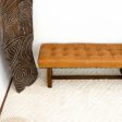 Cameron Tan Leather Bench For Sale