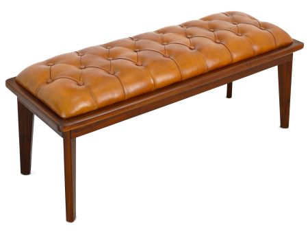 Arden Tan Leather Buttoned Bench Online