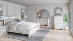 Altyra King Panel Bed with Mirrored Dresser in White For Discount