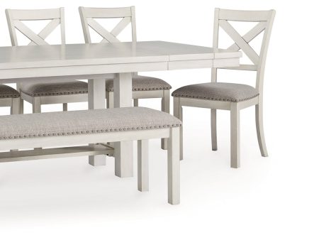 Robbinsdale Dining Table and 6 Chairs and Bench with Storage in Antique White Online