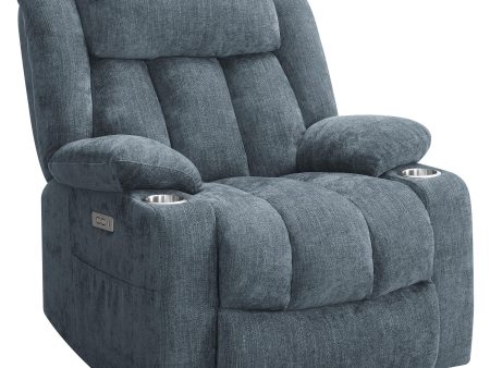 Houston Upholstered Power Lift Recliner Chair Slate Blue Supply