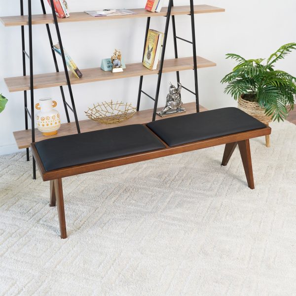 Kody Black Vegan Leather Bench For Discount