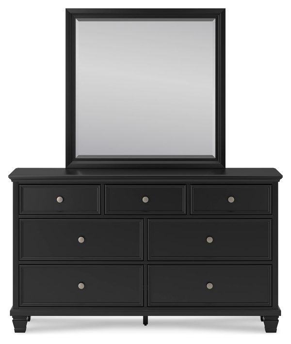 Lanolee Full Panel Bed with Mirrored Dresser, Chest and 2 Nightstands in Black Sale