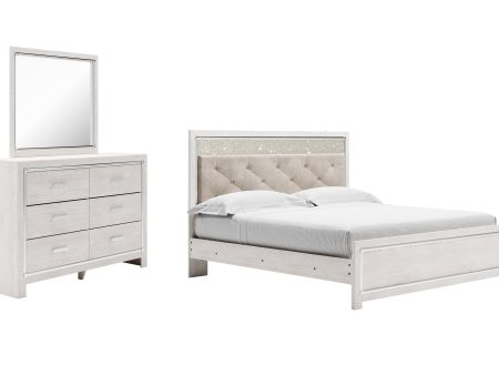 Altyra King Panel Bed with Mirrored Dresser in White For Discount