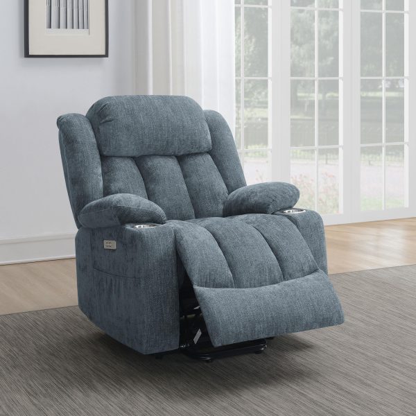 Houston Upholstered Power Lift Recliner Chair Slate Blue Supply