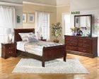 Alisdair Twin Sleigh Bed with Mirrored Dresser and 2 Nightstands in Reddish Brown on Sale