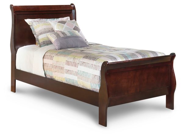 Alisdair Twin Sleigh Bed with Mirrored Dresser and 2 Nightstands in Reddish Brown on Sale