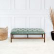 Hera Green Leather Buttoned Bench Fashion