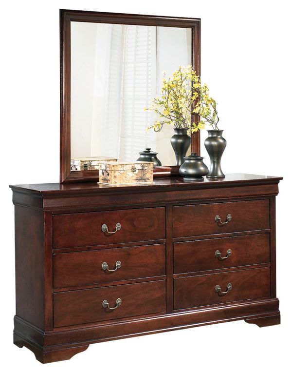 Alisdair Full Sleigh Bed with Mirrored Dresser, Chest and 2 Nightstands in Reddish Brown Online