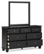 Lanolee Full Panel Bed with Mirrored Dresser, Chest and 2 Nightstands in Black Sale