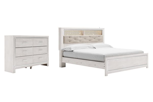 Altyra King Panel Bookcase Bed with Dresser in White Online Sale