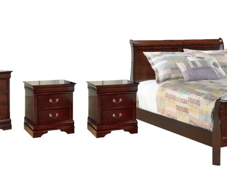 Alisdair Full Sleigh Bed with Mirrored Dresser and 2 Nightstands in Reddish Brown Online Sale