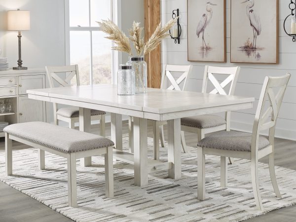 Robbinsdale Dining Table and 4 Chairs and Bench in Antique White Online now